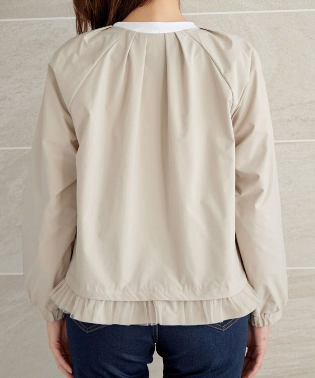 Tiaclasse 【洗える】チュールフリルタックブルゾン エクリュ