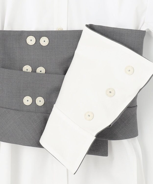 #Newans ビスチェレイヤーシャツ ホワイト×ライトグレー