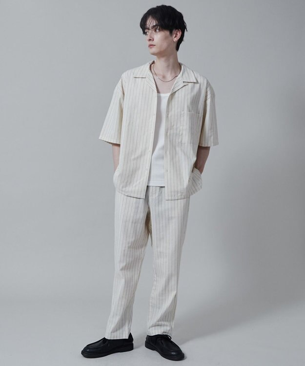 WEGO 【ユニセックス着用アイテム/手洗い可/SETUP可】リネンレーヨンオープンカラーシャツ（S） オフホワイト