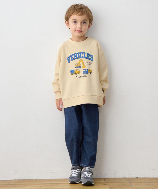 ANY KIDS 車プリント 裏毛トレーナー アイボリー