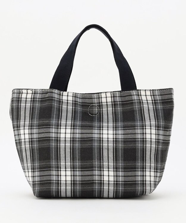 J.PRESS LADIES 【完全受注生産】ポーチ付き キャンバス ミニトートバッグ ネイビー×グレーチェック系