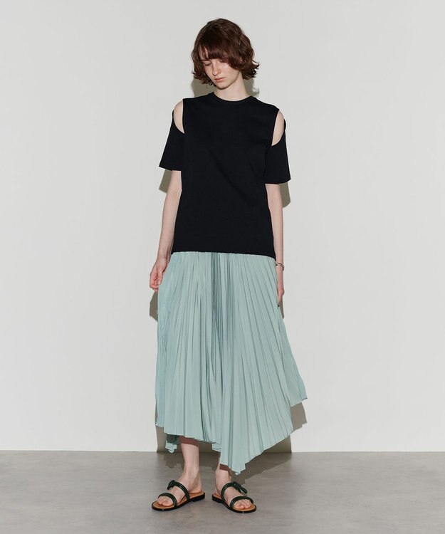 NAVE 【Nave　洗える】プリーツサテン スカート ライトグリーン系