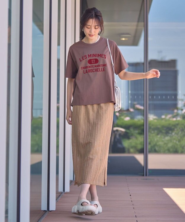 Green Parks 汗染み防止ボックスロゴＴシャツ Brown