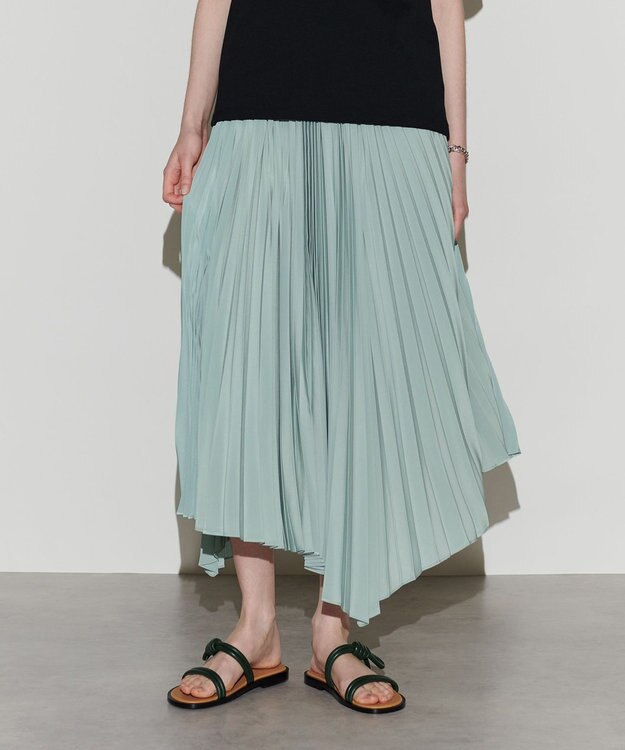 NAVE 【Nave　洗える】プリーツサテン スカート ライトグリーン系