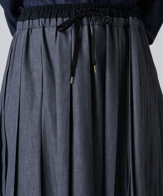 Ripo trenta anni 【ブランド人気】PLEATS RELAX LONG SK プリーツデニムスカート GRAY