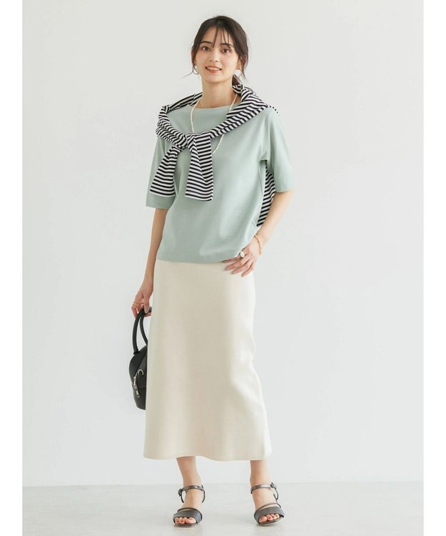 AMERICAN HOLIC ５分袖ボートネックカットプルオーバー Green