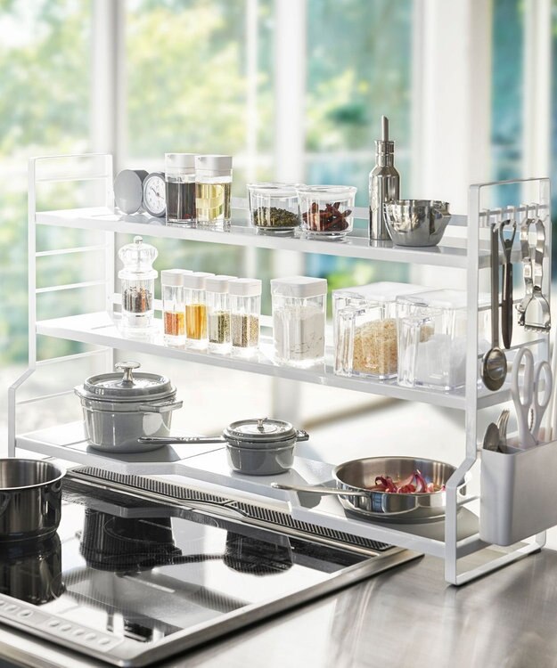 tower コンロ奥ラック 3段 タワー ホワイト ホワイト