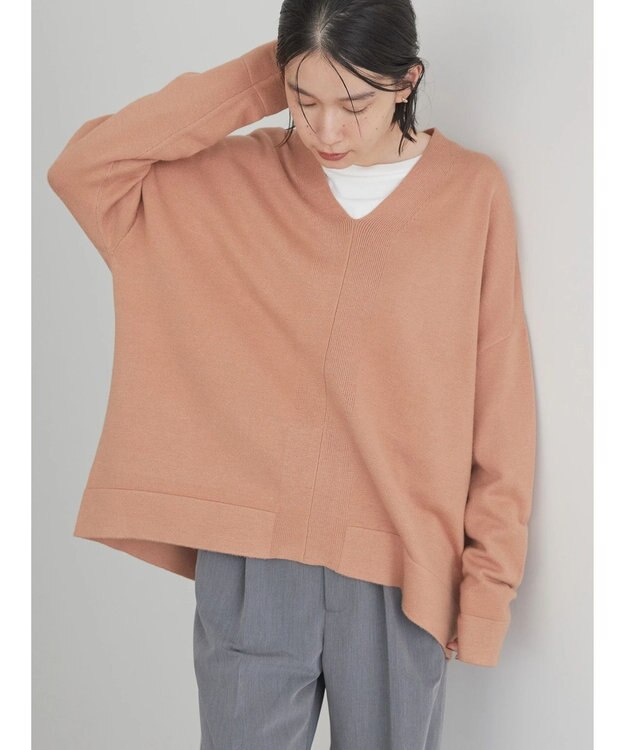 AMERICAN HOLIC バイパチＶネックニットプルオーバー Pink Beige