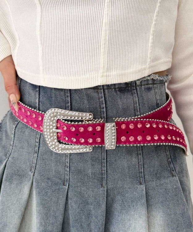 WEGO Lビジューラメシャギーベルト ピンク