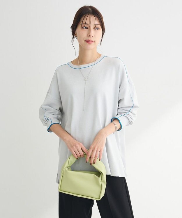 Green Parks アンチピリングライン入りニットプルオーバー Gray