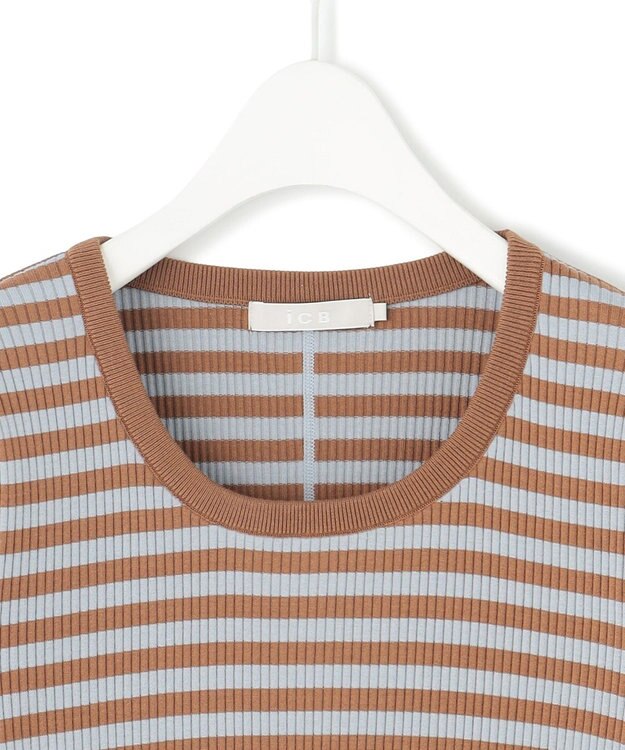 ICB 【洗える】4×2リブ プルオーバー キャメルボーダー系