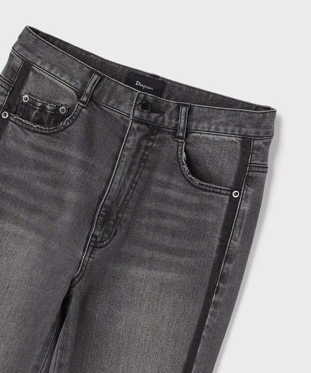 GRACE CONTINENTAL ラインスリムデニムパンツ ブラック