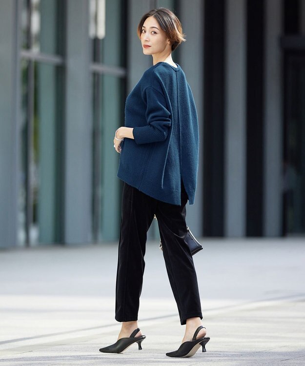 ICB 【洗える】 コーデュロイ テーパードパンツ ブラック系