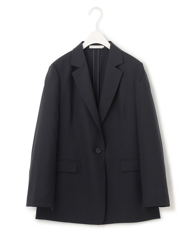 ICB 【洗える】 サマーウールトロ テーラードジャケット ブラック系