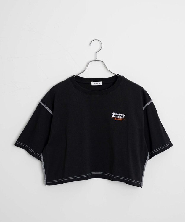 WEGO アウトステッチグラフィックショートT ブラック