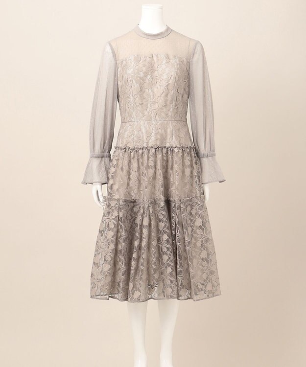 23区 【APPLAUDIR】レース 切替 ドレス グレージュ系