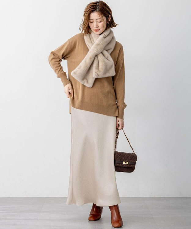 23区 フェイクファー ティペット ベージュ系