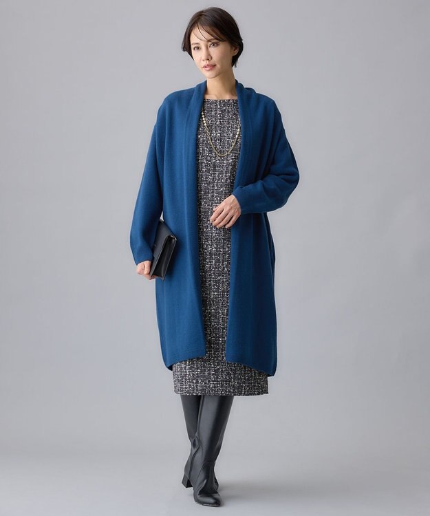 自由区 L 【洗える】ソフトウールハイゲージ  コーディガン ブルー系