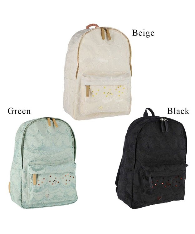 tsumori chisato CARRY スカラップ 刺繍 バックパック リュック A4サイズ対応 ベージュ