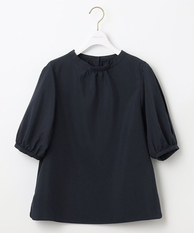 ANY SIS 【洗える】レースパーツタックスリーブ ブラウス ネイビー