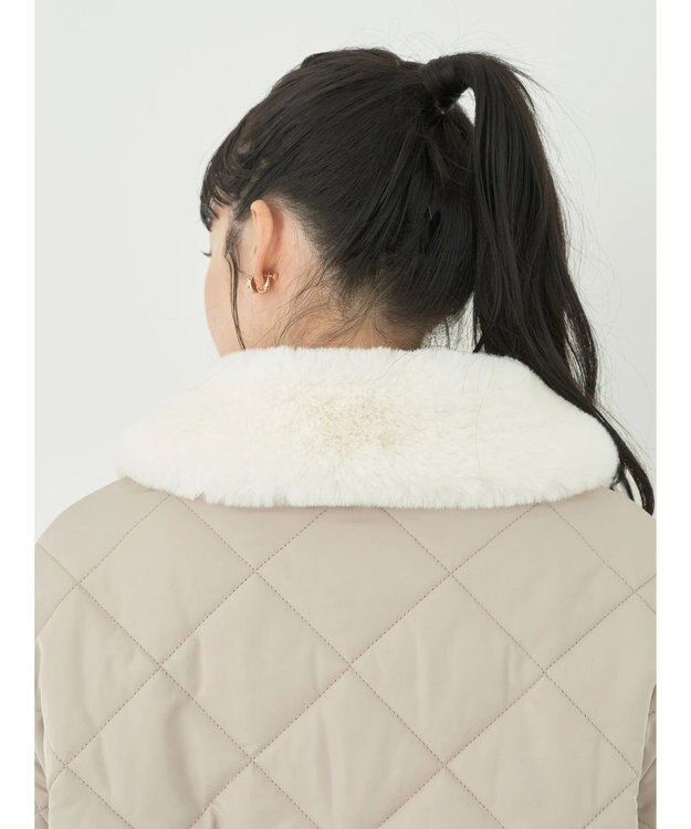 earth music&ecology ファーカラーブルゾン Beige