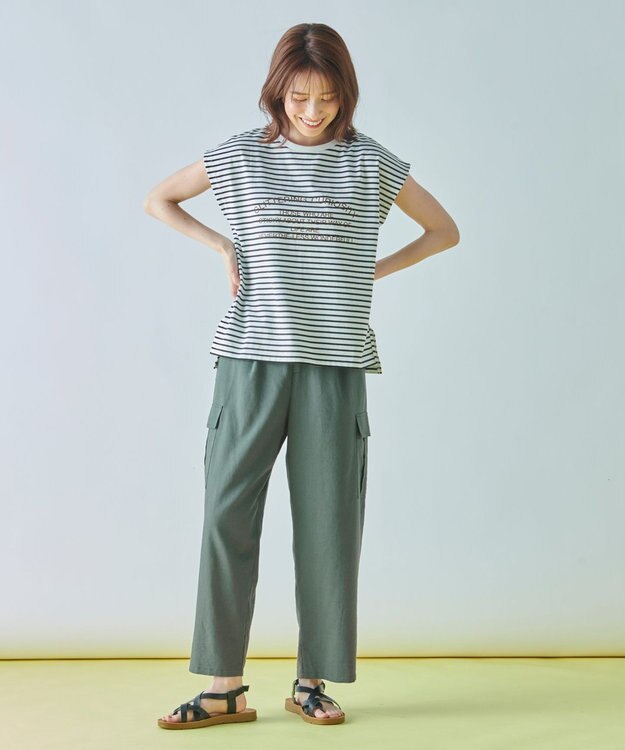 ANY L フロッキーロゴフレンチスリーブTシャツ ボーダー