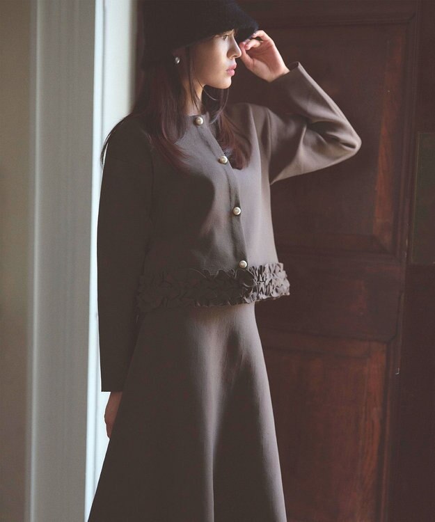 Feroux フリル ニット セットアップ ダークブラウン系