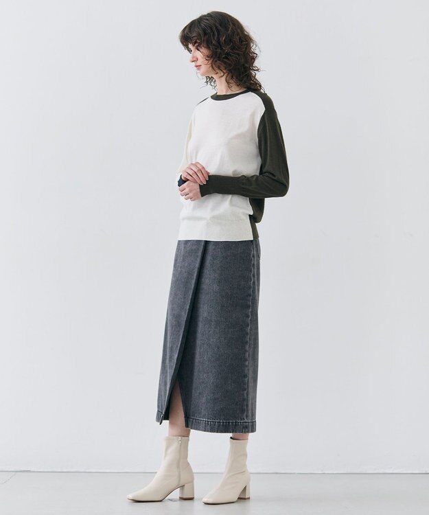 BEIGE， 【洗える・VERY 6月号掲載】FICUS / デニムラップスカート Slate