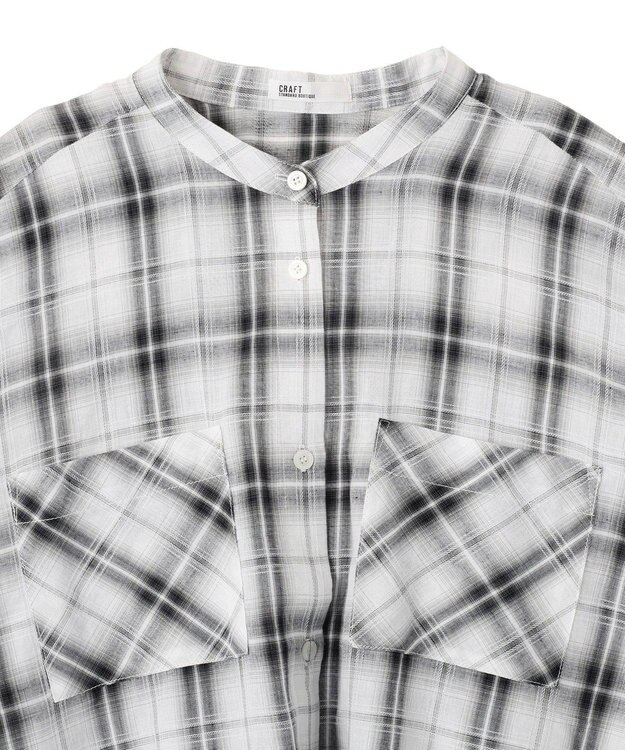 CRAFT STANDARD BOUTIQUE バックギャザーポンチョシャツ Check Ivory