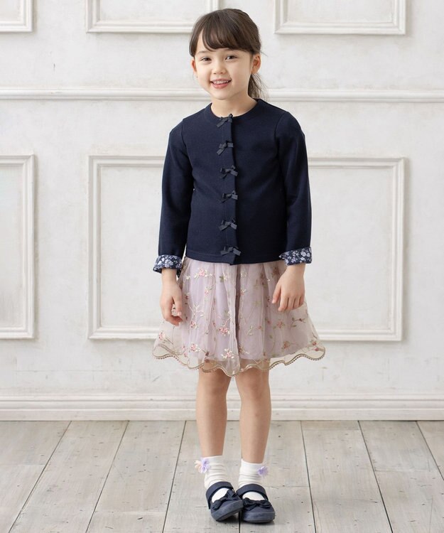 ANY KIDS 刺繍チュールガーリー ワンピース ラベンダー