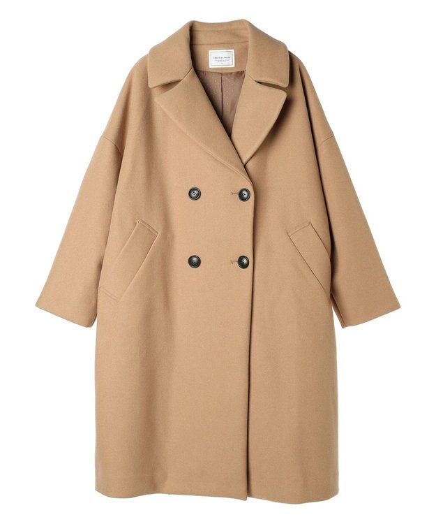 AMERICAN HOLIC 中空ＦＩＢＥＲドロップショルダーチェスターコート Camel