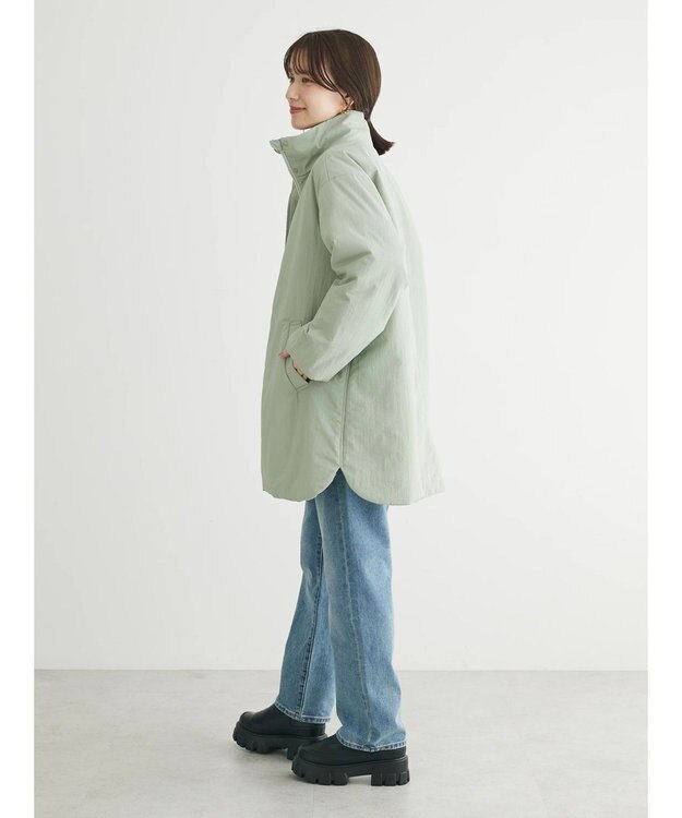 Green Parks 中わたスタンドカラーミドル丈ブルゾン Olive