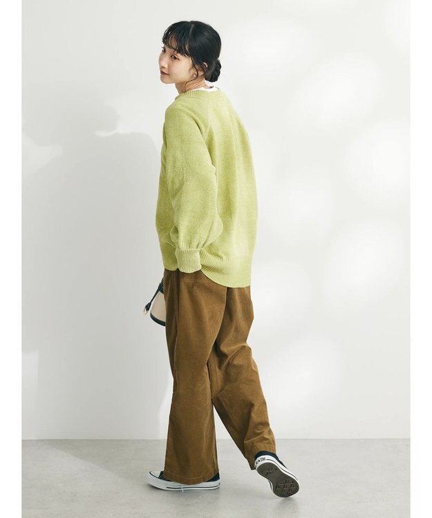 CRAFT STANDARD BOUTIQUE 洗えるコードモールＶネックプルオーバー Lime Green