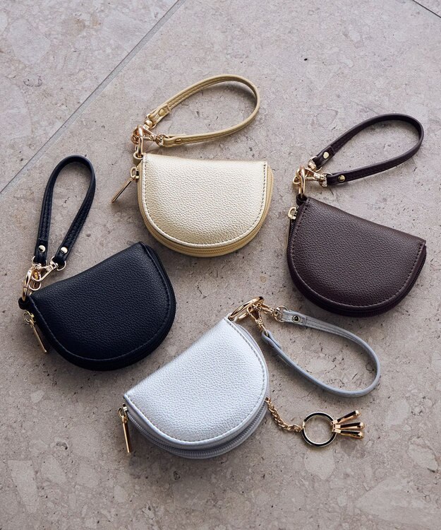 ANY カラビナ付半月型キーケース ブラック