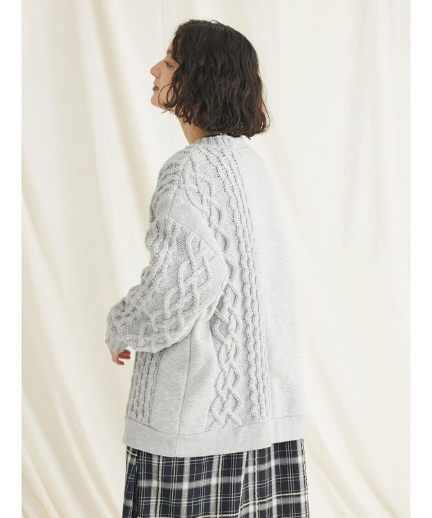 CRAFT STANDARD BOUTIQUE ケーブルニット切り替え裏起毛スウェット Gray Mixture