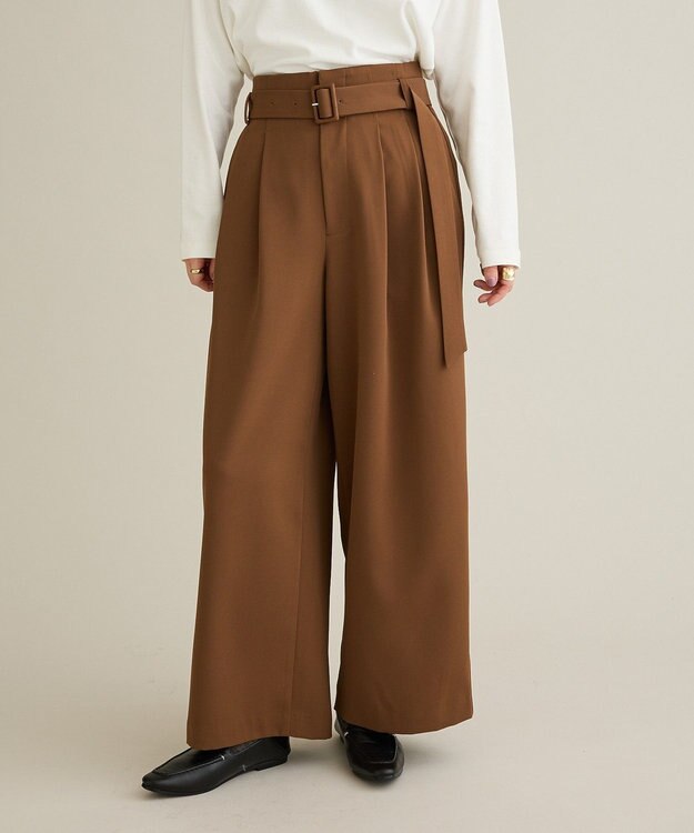 CRAFT STANDARD BOUTIQUE ハイウェストベルトワイドパンツ Brown