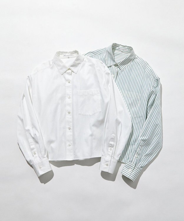 23区 【洗える】CANCLINI クロップド テントライン シャツ ホワイト系