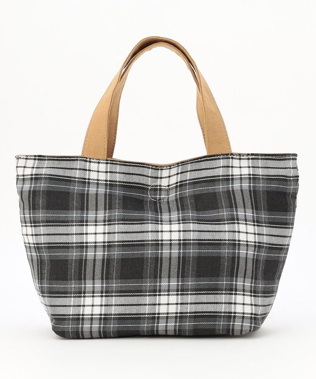 J.PRESS LADIES 【完全受注生産】ポーチ付き キャンバス ミニトートバッグ ベージュ×グレーチェック系