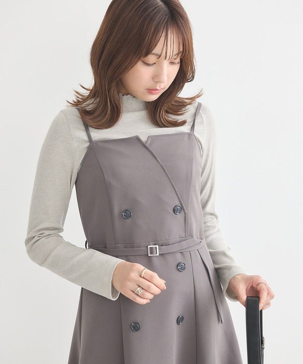 earth music&ecology トレンチ風キャミワンピース Dark Gray