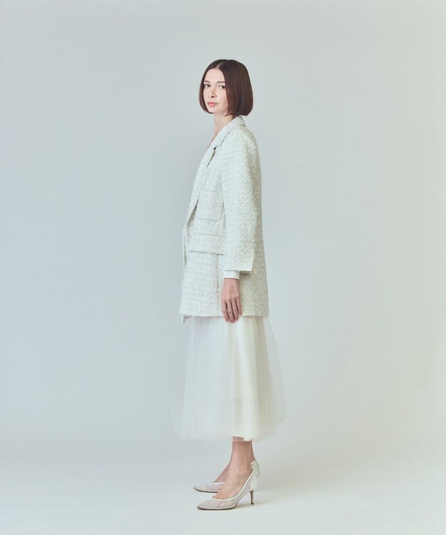 GRACE CONTINENTAL ツイードテーラードコート ホワイト