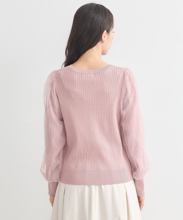 earth music&ecology マジョリカプリーツチュールニットプルオーバー Pink Beige