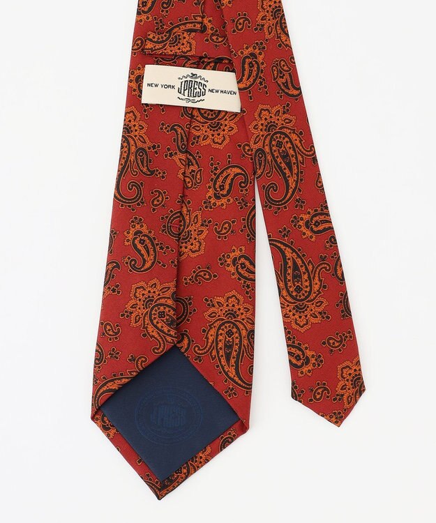 J.PRESS MEN オーバーダイペイズリーハンドプリント ネクタイ レッド系6