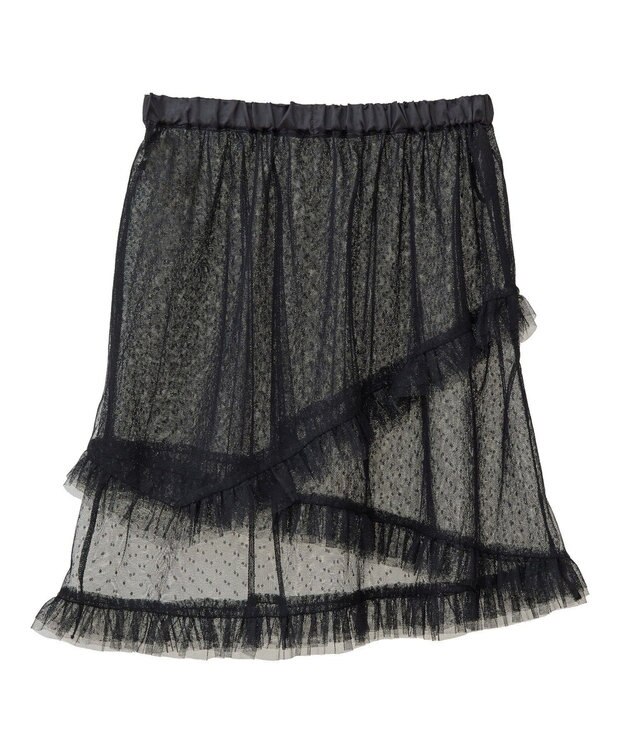 earth music&ecology ドットチュールスカート Black