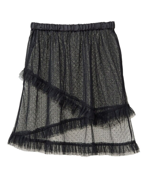 earth music&ecology ドットチュールスカート Black