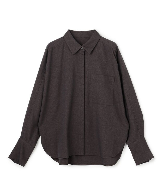 uncrave ウォッシャブルウールライクツイル ドルマンシャツ 【WEB限定】グレーブラウン