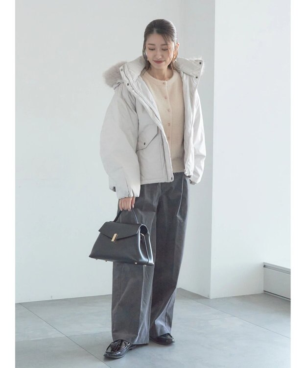 Te chichi ラメシャギークルーネックカーディガン ピンク