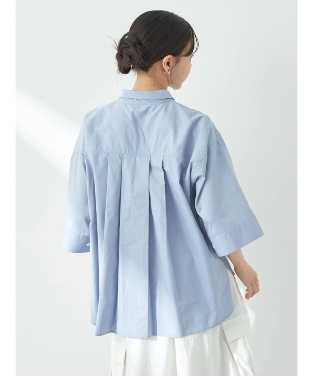 earth music&ecology ワイドスリーブ半袖シャツ Grayish Blue