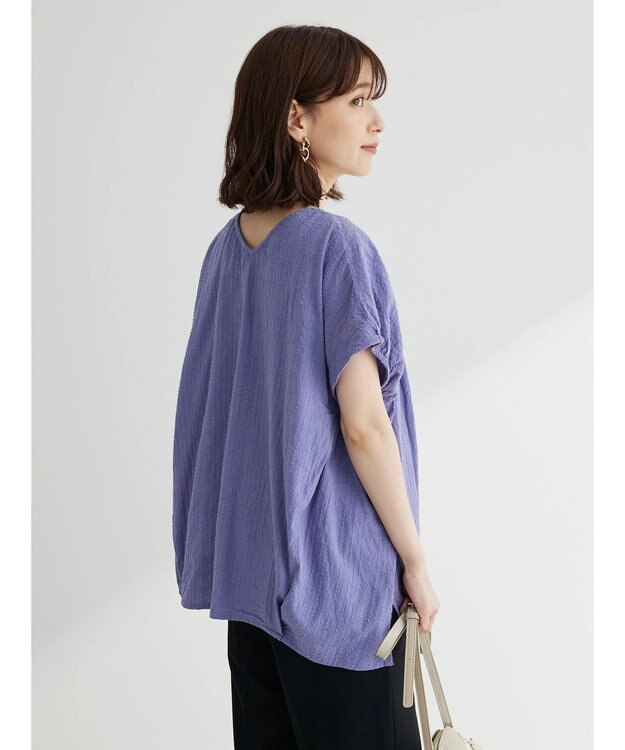 Green Parks インド綿　ＳＥＴ２点　マルチ刺繍ブラウス＋タンク Purple