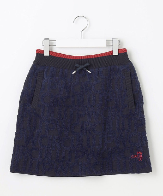 PW CIRCULUS 【WOMEN】【防風/蓄熱】総ロゴ ニット スカート ネイビー系