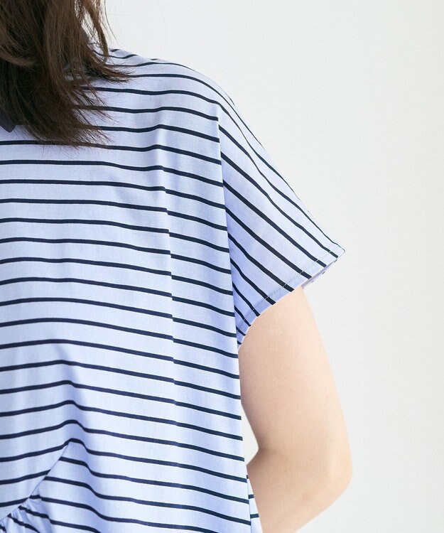 YECCA VECCA アシメボーダーポロシャツ Sax